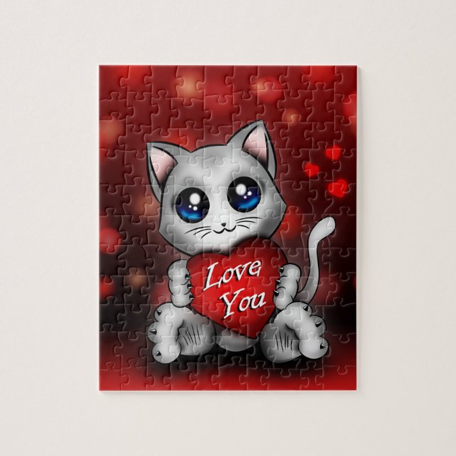 Puzzle Le chaton t'aime Pussel (Vertikal)