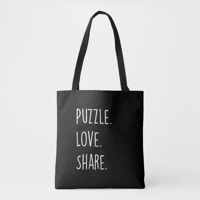 Puzzle. Love. Share. Tote Bag Tygkasse (Framsida)