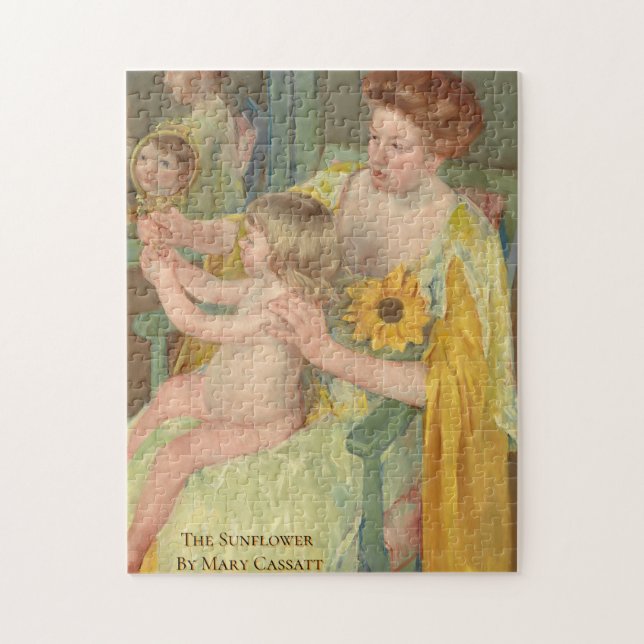 PUZZLE Mary Cassatt Solros Impressionistisk Målnin Pussel (Vertikal)