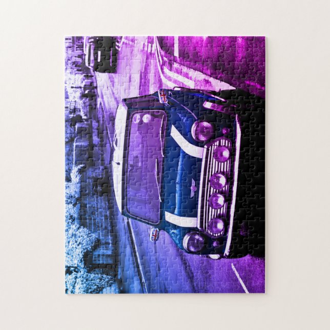 Puzzle Mini Cooper Morris Bunt Blau Pussel (Vertikal)