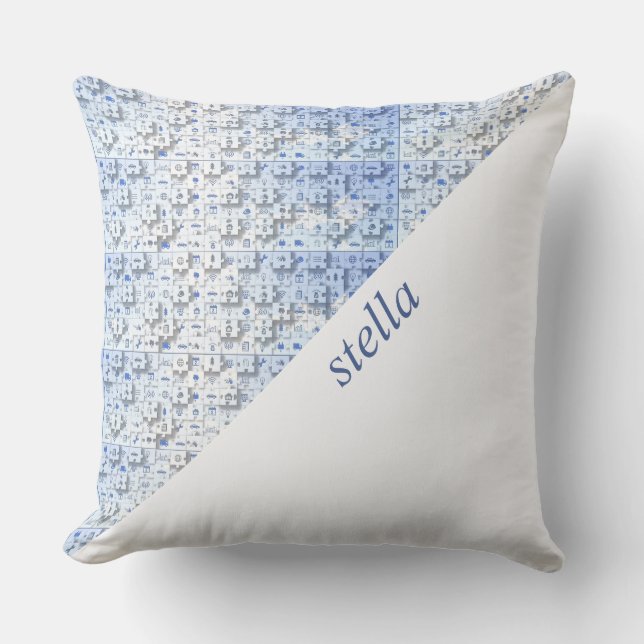 Puzzle Mönster Monogrammed Dekorativ kudde (Framsida)