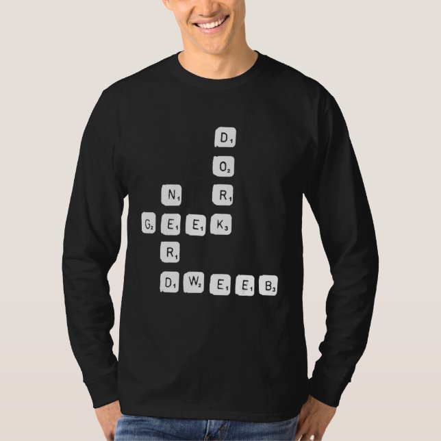 Puzzle Nerd Geek Dork Dweeb Hard Brev-tecken T Shirt (Framsida)