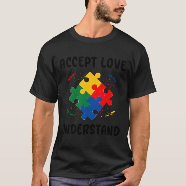 Puzzle Piece Autism Support Awareness T Shirt (Framsida)
