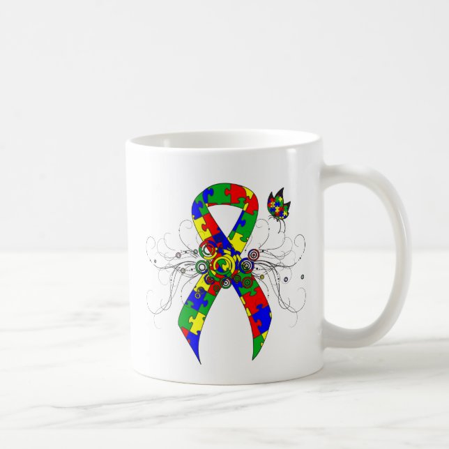 Puzzle Ribbon Butterfly Kaffemugg (Höger)