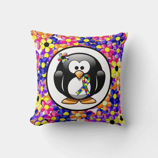 Puzzle Ribbon Penguin Kudde (Framsida)
