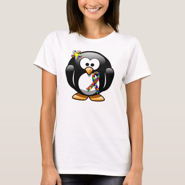 Puzzle Ribbon Penguin T-shirt (Framsida)