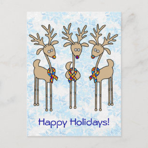 Puzzle Ribbon Reindeer - Autism Awareness Helg Vykort