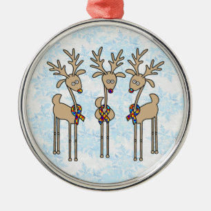 Puzzle Ribbon Reindeer - Autism Awareness Julgransprydnad Metall