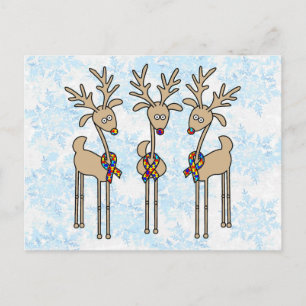 Puzzle Ribbon Reindeer - Autism Awareness Vykort