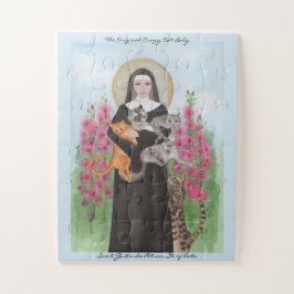 PUZZLE Saint Gertrude Patron St. of Cats Add Text Pussel