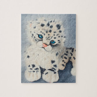 Puzzle Snow Leopard, Watercolor Painting Pussel