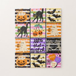 PUZZLE: Söt Retro Halloween Collage i Pastell Pussel