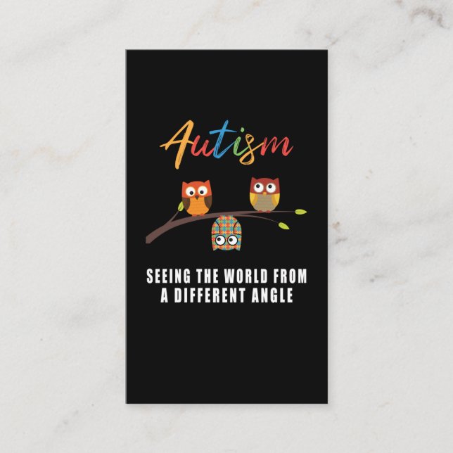 Puzzle Uggla Autism Awareness Autistic Kid Visitkort (Framsida)
