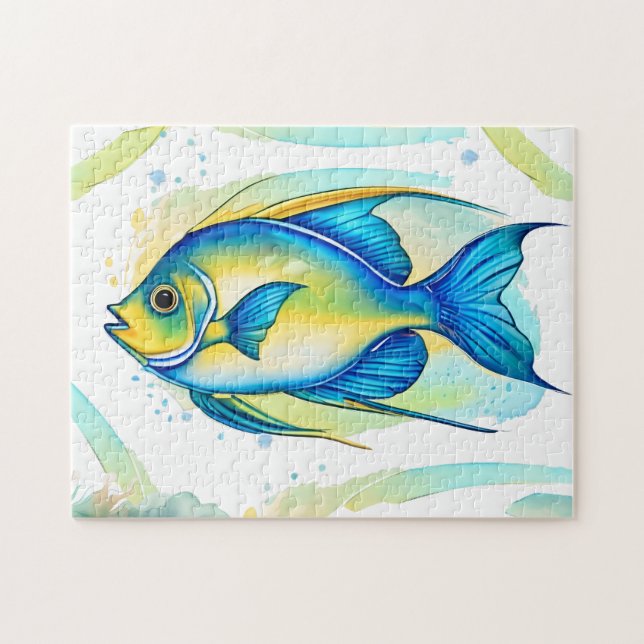 Puzzle - Vattenfärgsserie: Angelfish Pussel (Horisontell)