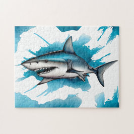 Puzzle - Vattenfärgsserie: Shark Pussel