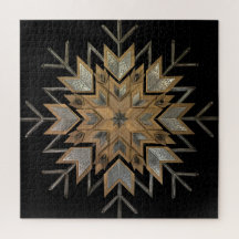 Puzzle Walnut med Etched Steel och snowflake fram