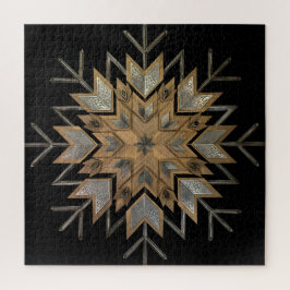 Puzzle Walnut med Etched Steel och snowflake fram Pussel