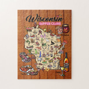 Puzzle-Wisconsin Supper Klubb Karta Pussel