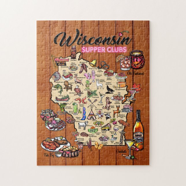 Puzzle-Wisconsin Supper Klubb Karta Pussel (Vertikal)