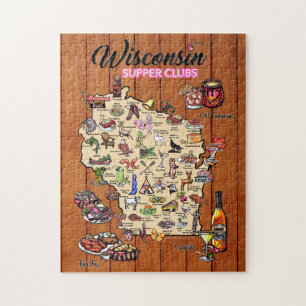 Puzzle-Wisconsin Supper Klubb Karta Pussel