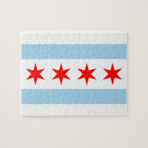 Puzzle with Flagga of Chicago, Illinois Pussel
