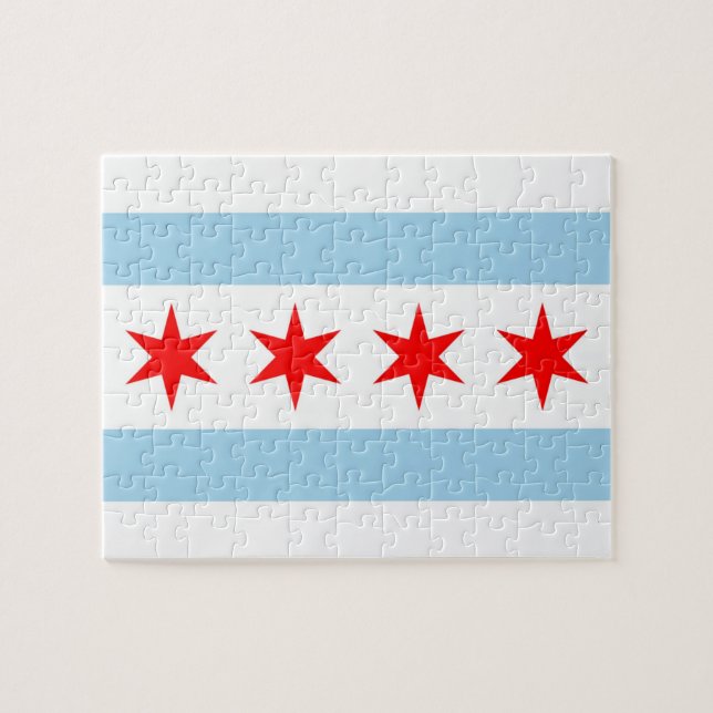 Puzzle with Flagga of Chicago, Illinois Pussel (Horisontell)