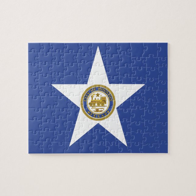 Puzzle with Flagga of Houston City Pussel (Horisontell)