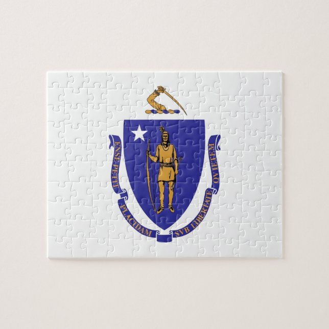 Puzzle with Flagga of Massachusetts State Pussel (Horisontell)