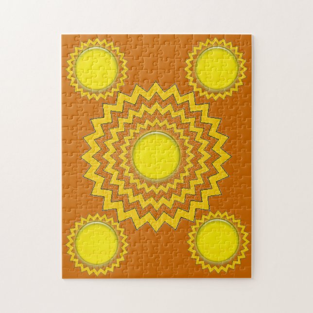 Puzzle - zig zag circles with gult globes pussel (Vertikal)