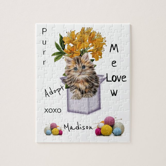 Puzzles Adobes Kitten Cat Yarn Pussel (Vertikal)