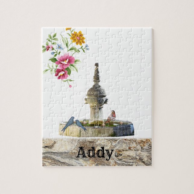 Puzzles Birds Fontän Blommigt Pussel (Vertikal)