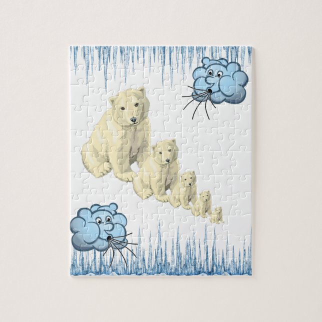 Puzzles Blue Clouds Polar Bears Ice Pussel (Vertikal)