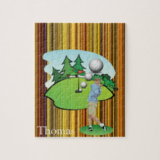 Puzzles Brown Black White Rand Golfer Golf Pussel