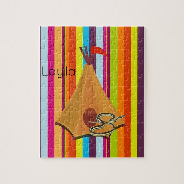 Puzzles Colorful Rand Tält Camping Snake Pussel (Vertikal)