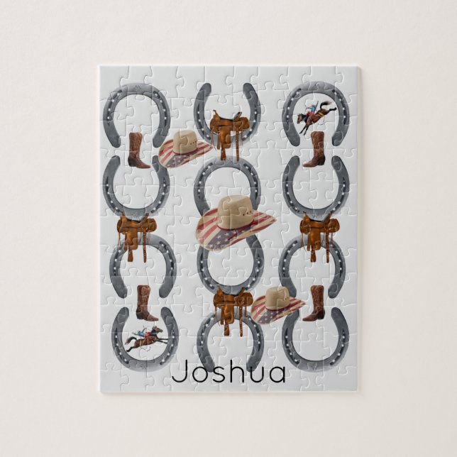 Puzzles Cowboy Saddle Horse Shoe Hat Pussel (Vertikal)