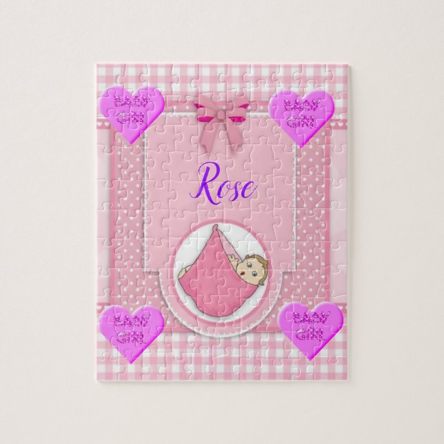 Puzzles Flicka Rosa Rand Pussel (Vertikal)