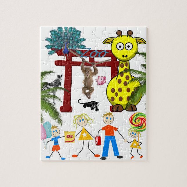 Puzzles Giraffe Zoo Monkey Pussel (Vertikal)