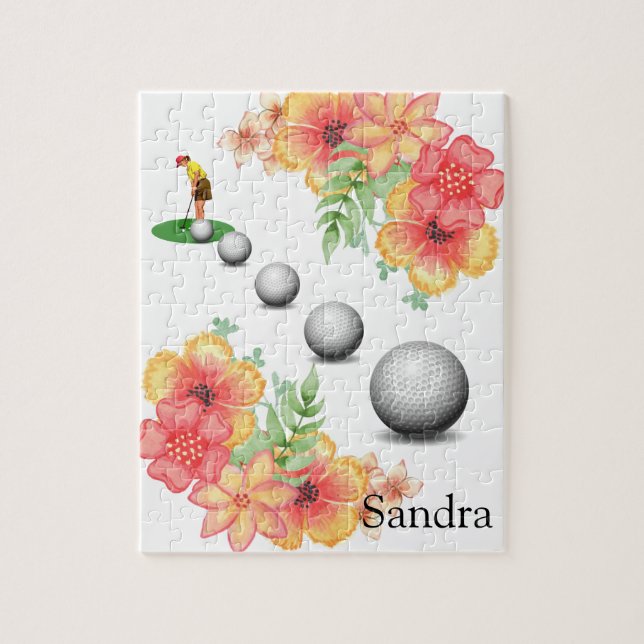 Puzzles Golfer Golf Blommigt Golf Bollar Pussel (Vertikal)