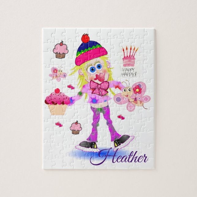 Puzzles Grattis på födelsedagen Cake Butterfly Pussel (Vertikal)