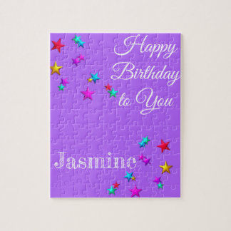 Puzzles Grattis på födelsedagen Lila Stars Pussel