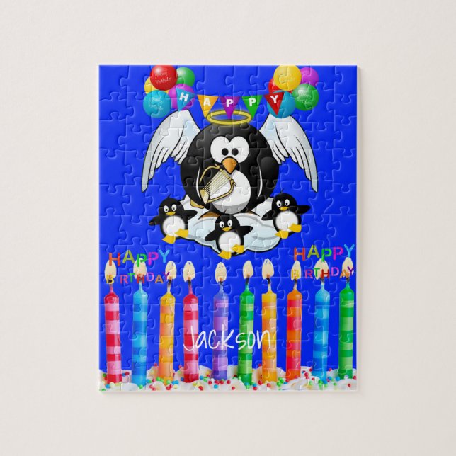 Puzzles Grattis på födelsedagen Penguin Cake Ballo Pussel (Vertikal)