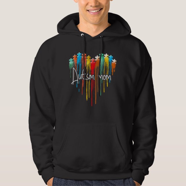 Puzzles Heart Kärlek Autism Awareness Teacher Para Hoodie (Framsida)