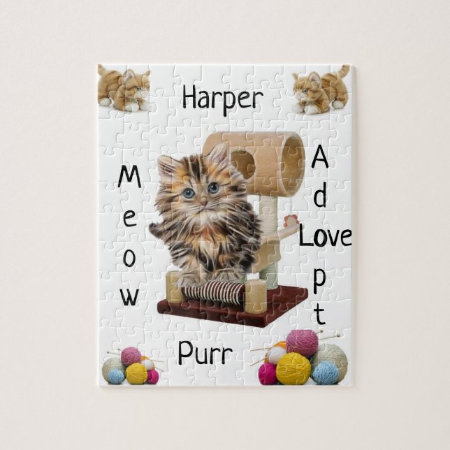 Puzzles Kitten Cat Condo Yarn Meow Adopt Pussel (Vertikal)