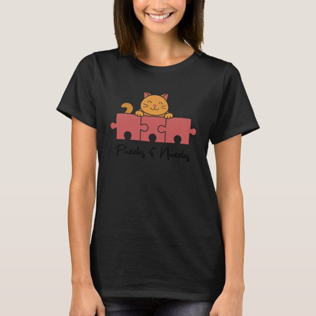 Puzzles Nuzzles Cat Puzzle Biet Game Jigszl Puzzl T Shirt (Framsida)