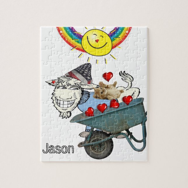 Puzzles Rainbow Goat Kitten Red Hearts Pussel (Vertikal)