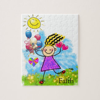 Puzzles Sol Blommigt Little Girl Rosa Balloons Pussel