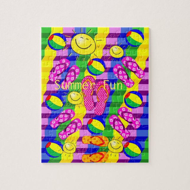 Puzzles (sommartid) Roligt Flinflip flops Sol Pussel (Vertikal)