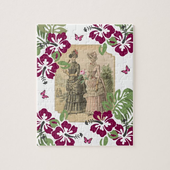 Puzzles Victorian Women Blommigt Pussel (Vertikal)