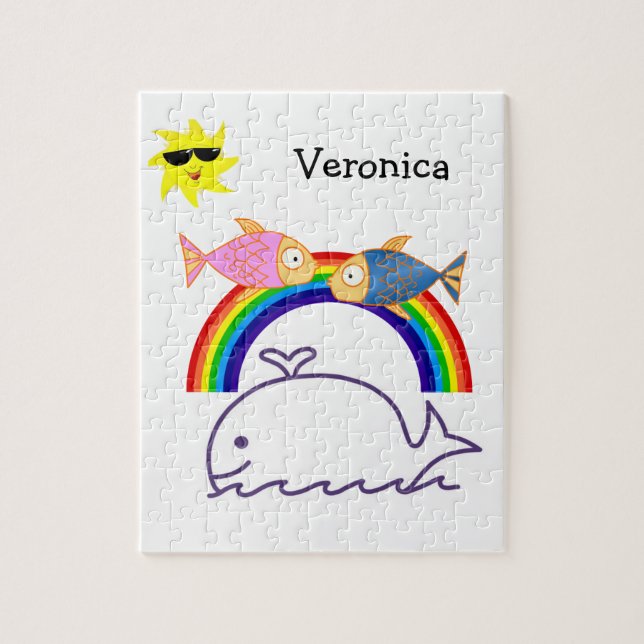 Puzzles Whale Fish Rainbow Sol Pussel (Vertikal)