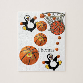 Puzzles White and Black Penguin Basketball Court Pussel